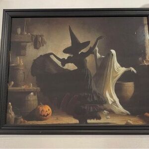 Halloween Witch, Ghost Witch Dancing, Rustic Print, Vintage 8x10” framed print